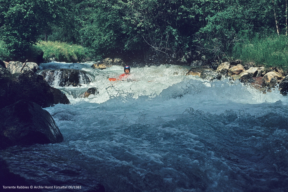 Torrente Rabbies, Wildwasser Paddeln im Kajak