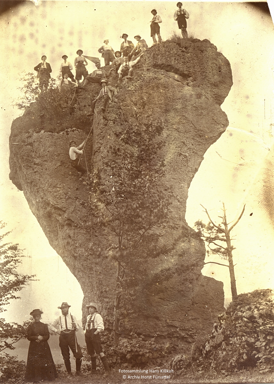 Historsche Aufnahme Klettern im Frankenjura am Bolzenstein bei Steinensittenbach
